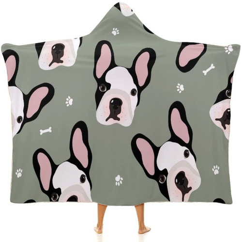 Velvet Hooded French Bulldog Blanket