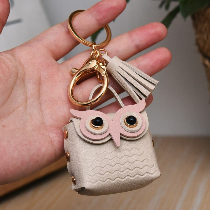 Leather Owl Mini Purse Car & Bag Key