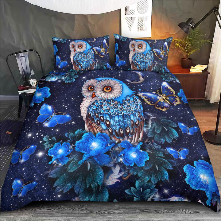 Night galaxy owl Bedding set