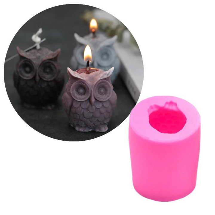 1pc 3D Owl Candle Mold Silicone Mold for Candle Making Handmade