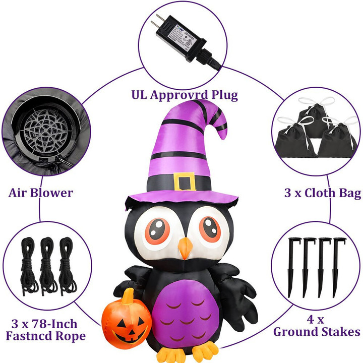 Owl Inflatables Halloween Decorations Pumpkin Creepy Terror Scary Props Outdoor Party Yard Garden Haunted House Blow Up