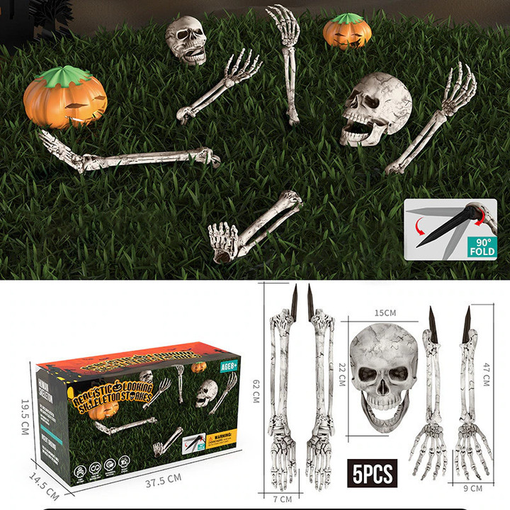 Realistic Skeleton Stakes Halloween Decorations Scary Skull Skeleton Hand Bone For Yard Lawn Stake Garden Graveyard home decor