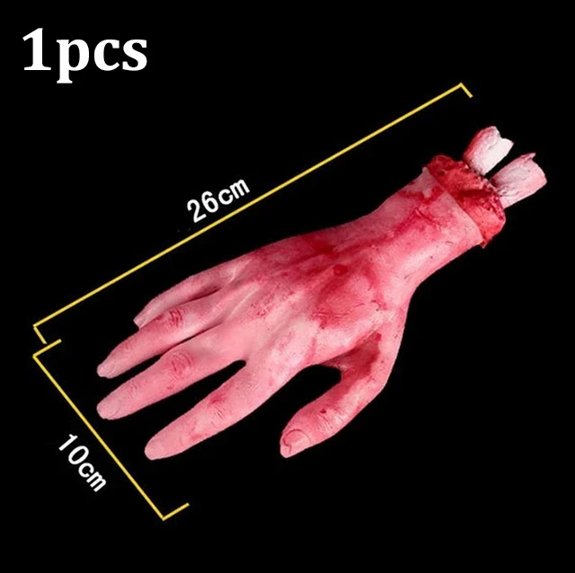 1PCS Life like Scary Arm Hand Cut Off Bloody Horror Fake Latex Life size Arm Hand Scary Halloween Prop Haunted Party Decoration