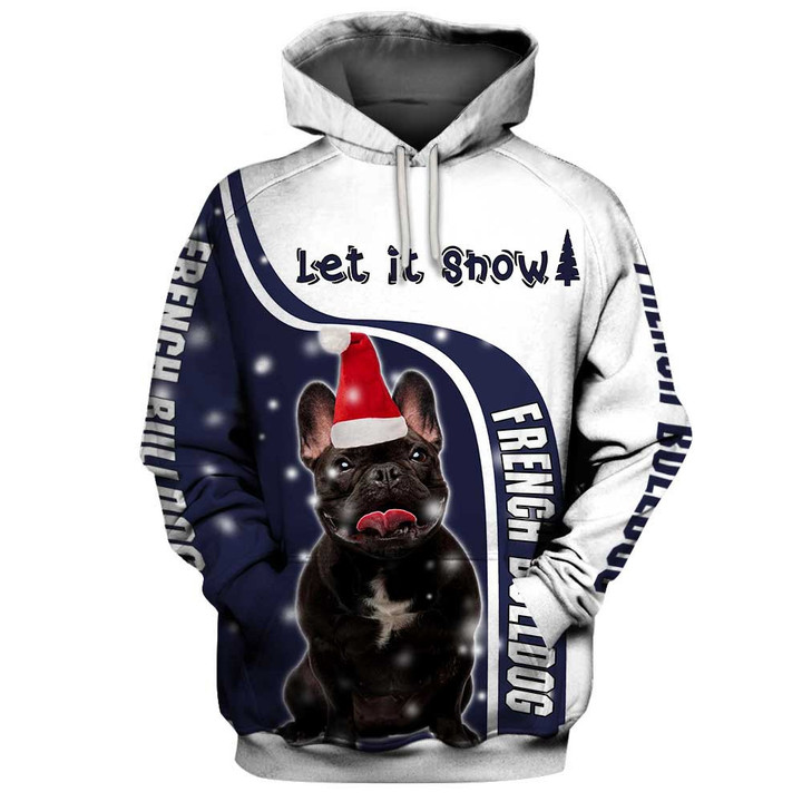 Christmas Let it Snow French Bulldog 3D Printed Hoodies