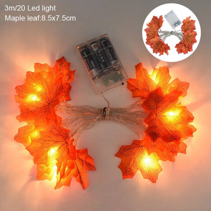 3M 20LED Maple Leaf Light String Fake Autumn Leaves LED Fairy Garland for Christmas Thanksgiving Halloween Party Home Decoration