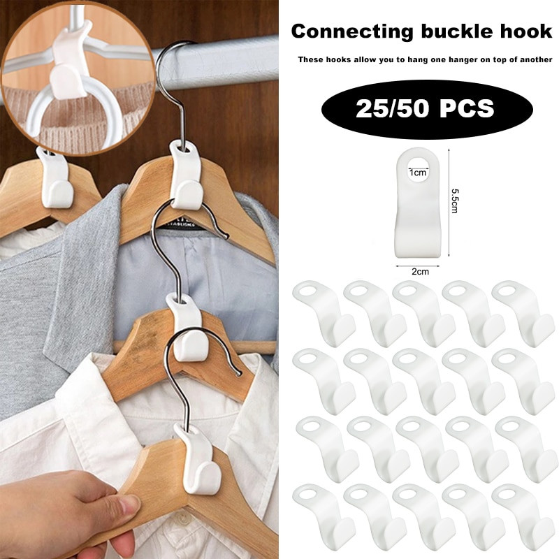 Clothes Hanger Connector Hooks, 50pcs Extra Large Size Space Saving Hanger  Connector Hooks for Plastic Hangers Hooks, Closet Cascading Clothes Hangers