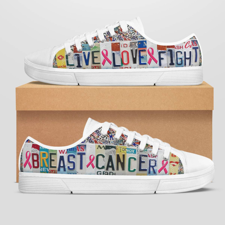 LIVE LOVE FIGHT BREAST CANCER AWARENESS LOW TOP SHOE