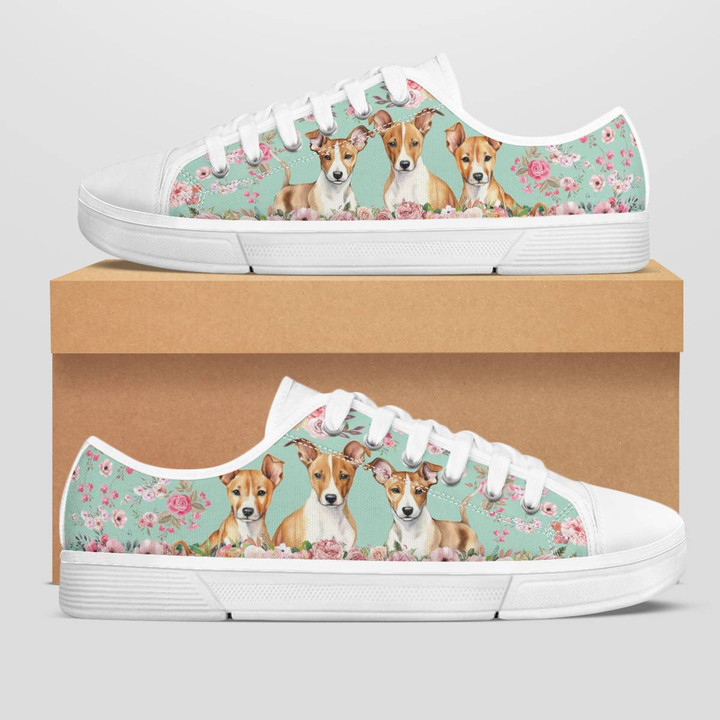 BASENJI DOG FLOWER STYLE LOW TOP SHOES