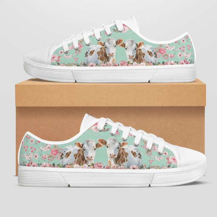 COW FLOWER STYLE LOW TOP SHOES