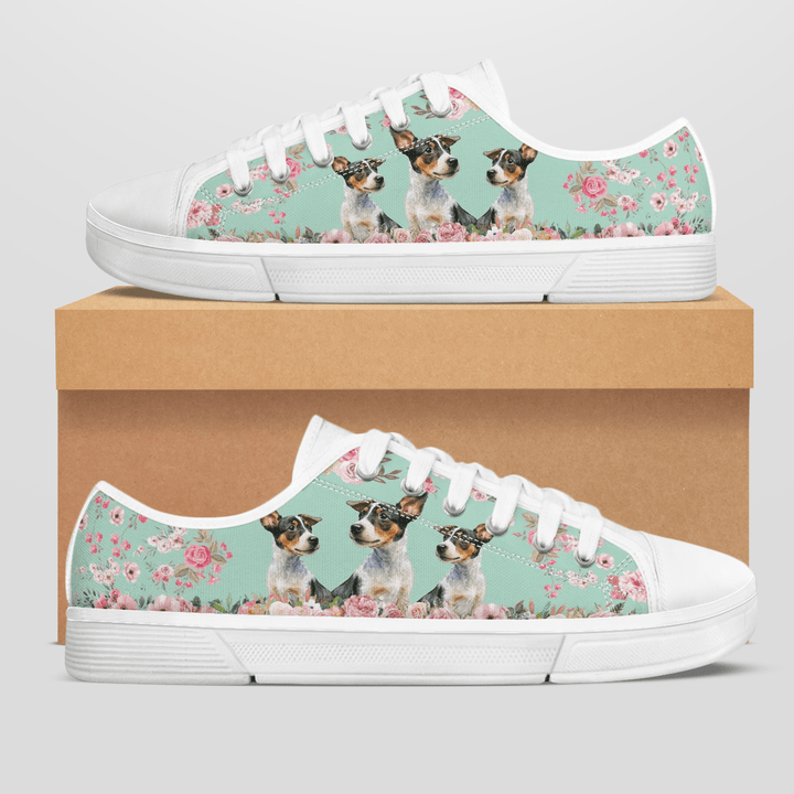 RAT TERRIER FLOWER STYLE LOW TOP SHOES