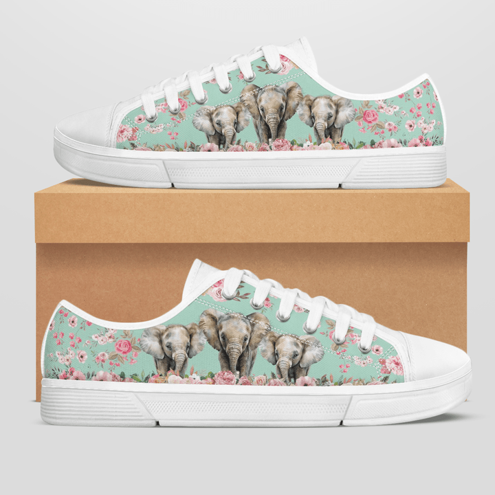 ELEPHANT FLOWER STYLE LOW TOP SHOES