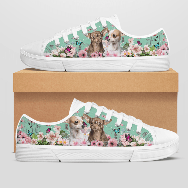 CHIHUAHUA FLOWER STYLE LOW TOP SHOES