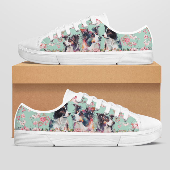 BORDER COLLIE FLOWER STYLE LOW TOP SHOES