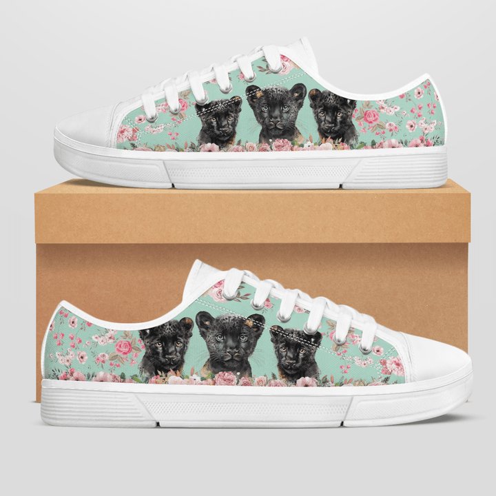 BLACK PANTHER FLOWER STYLE LOW TOP SHOES