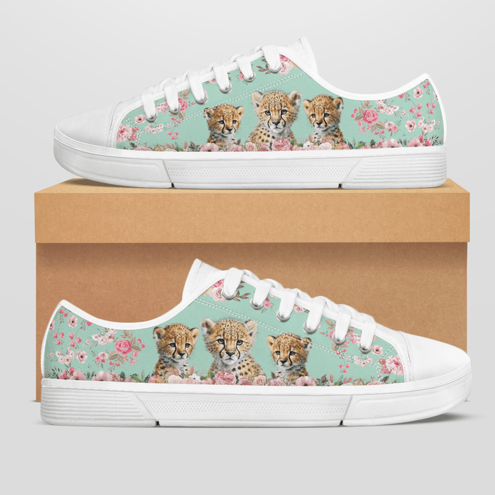 CHEETAH FLOWER STYLE LOW TOP SHOES