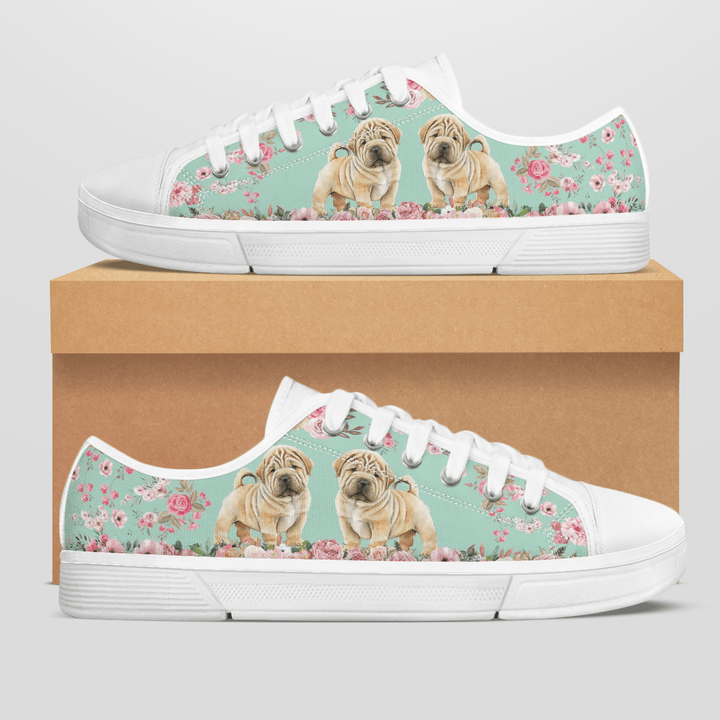 SHAR PEI FLOWER STYLE LOW TOP SHOES