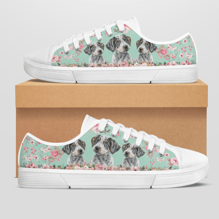 CATAHOULA LEOPARD DOG FLOWER STYLE LOW TOP SHOES
