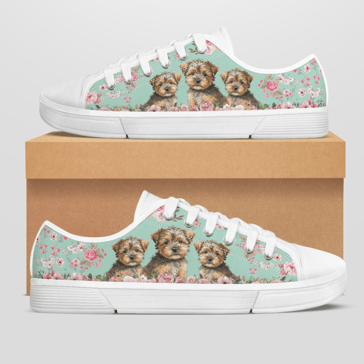 NORFOLK TERRIER FLOWER STYLE LOW TOP SHOES