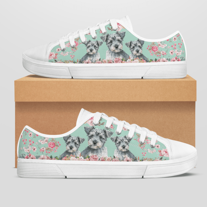 KERRY BLUE TERRIER FLOWER STYLE LOW TOP SHOES
