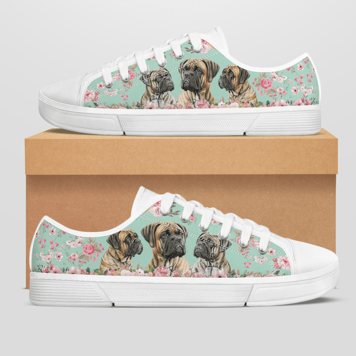 BULLMASTIFF FLOWER STYLE LOW TOP SHOES