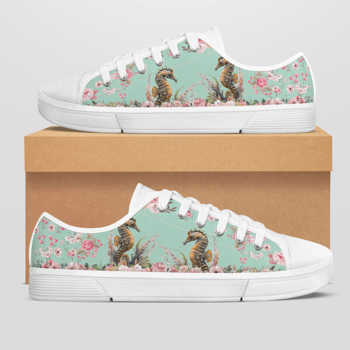SEAHORSES FLOWER STYLE LOW TOP SHOES