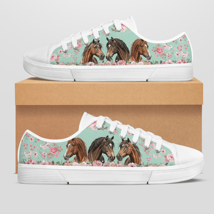 HORSE FLOWER STYLE LOW TOP SHOES
