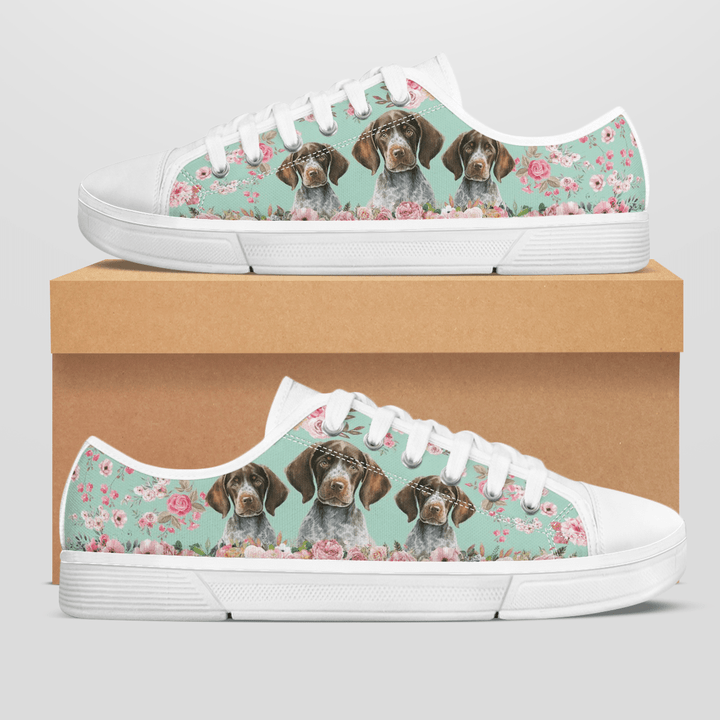 GERMAN SHORTHAIRED POINTER FLOWER STYLE LOW TOP SHOES