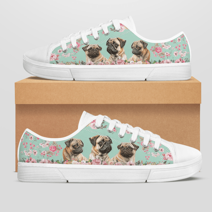 PUG  FLOWER STYLE LOW TOP SHOES