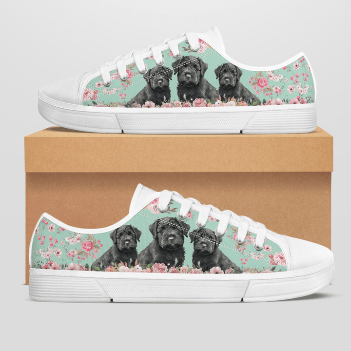 BLACK RUSSIAN TERRIER FLOWER STYLE LOW TOP SHOES