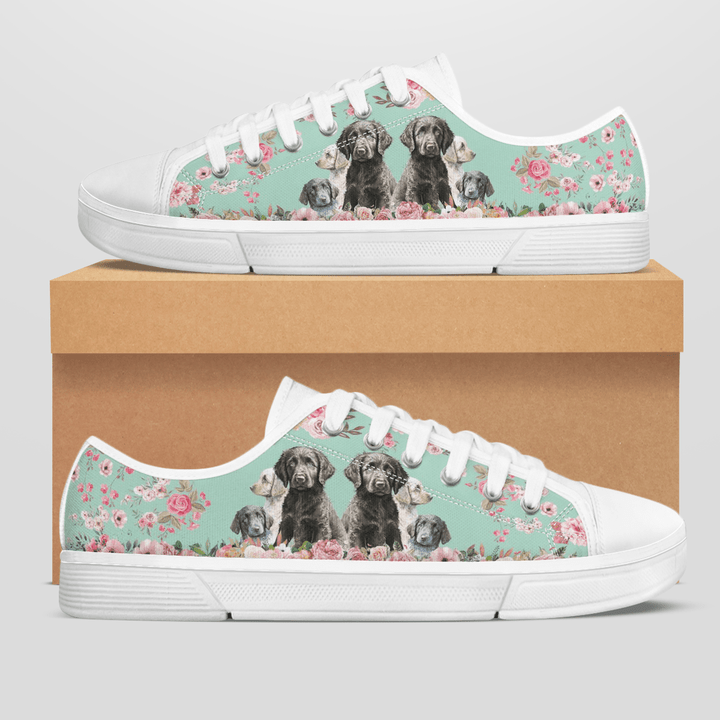 FLAT-COATED RETRIEVER FLOWER STYLE LOW TOP SHOES