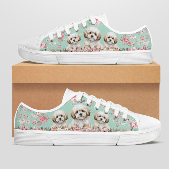 MALTIPOO FLOWER STYLE LOW TOP SHOES