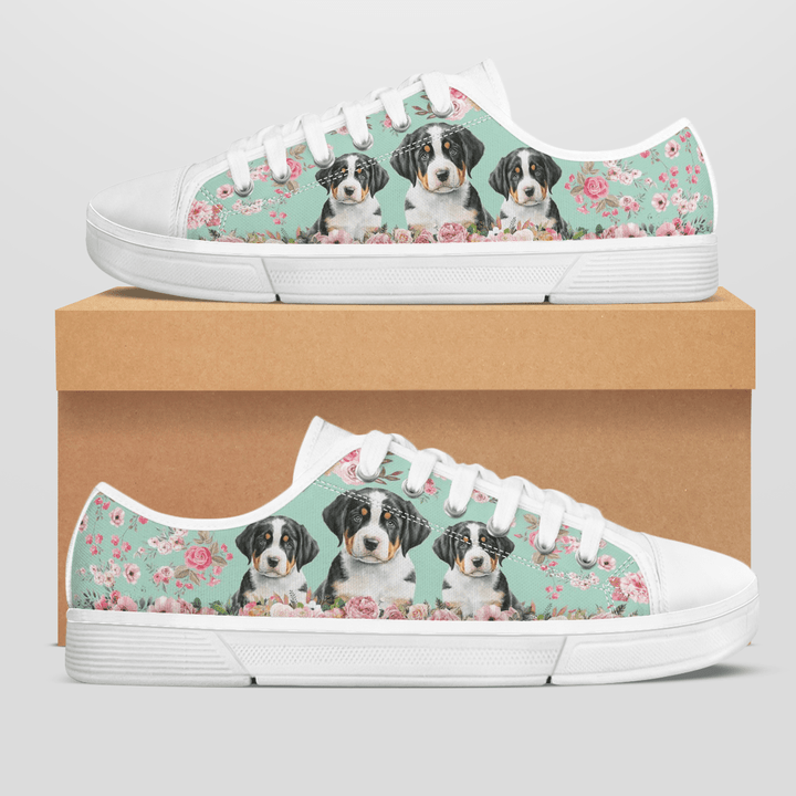 GREATER SWISS MOUNTAIN DOG FLOWER STYLE LOW TOP SHOES