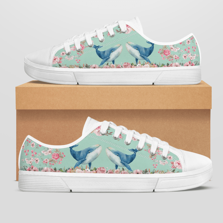 WHALE FLOWER STYLE LOW TOP SHOES