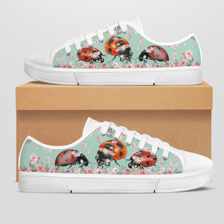 LADY BUG INCECTS FLOWER STYLE LOW TOP SHOE
