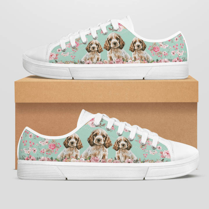 COCKER SPANIEL FLOWER STYLE LOW TOP SHOES
