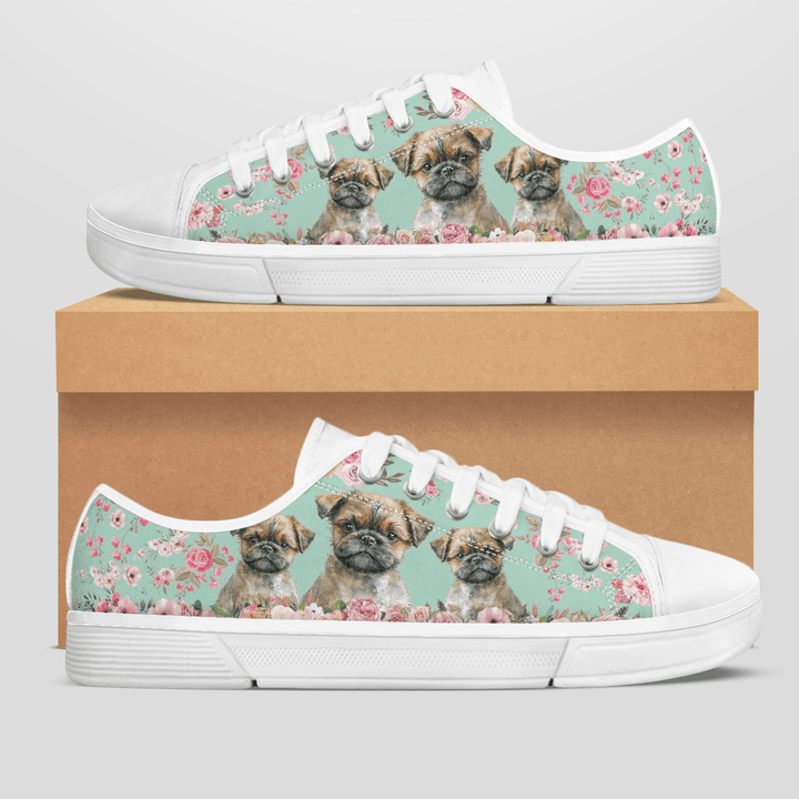 BRUSSELS GRIFFON FLOWER STYLE LOW TOP SHOES