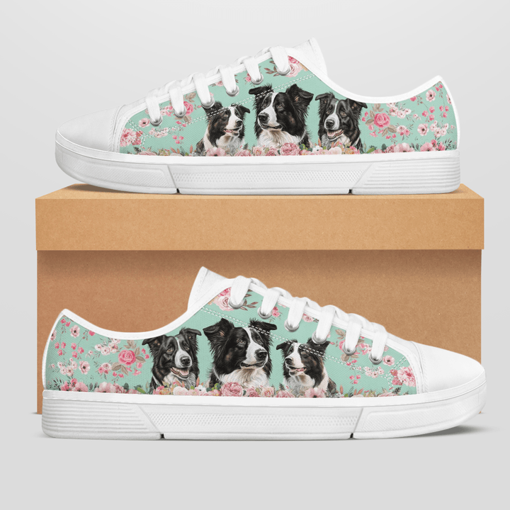 BORDER COLLIE FLOWER STYLE LOW TOP SHOES