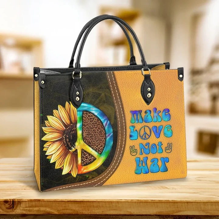 Sunflower Leather Handbag with Ziplock