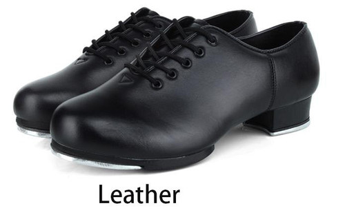 Genuine Leather Adult tap dance shoes Men women kicked shoes Sports Leather soft bottom High-impact aluminum plate Black shoe