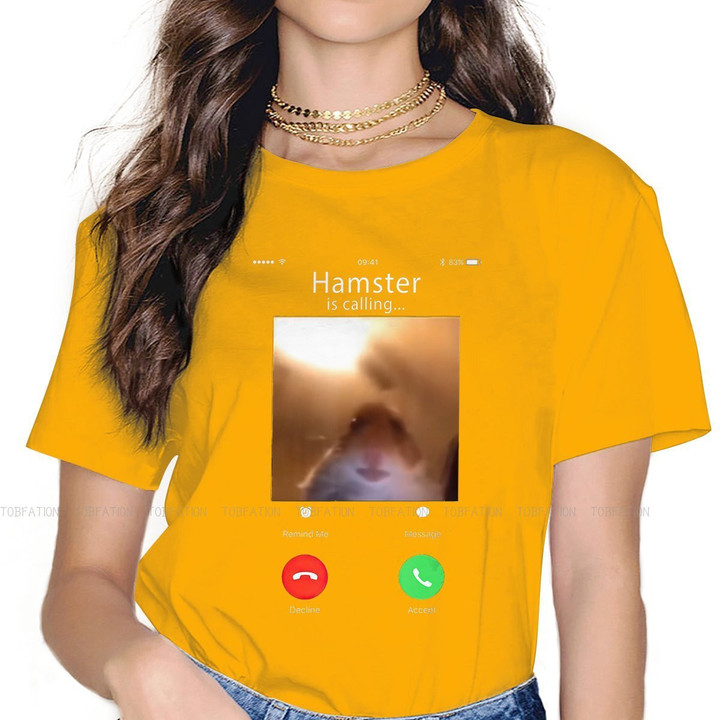 Dank Meme Hamster Staring Front Camera TShirt Funny Calling Fabric Classic T Shirt Girl Clothes New Design Oversized Hot Sale