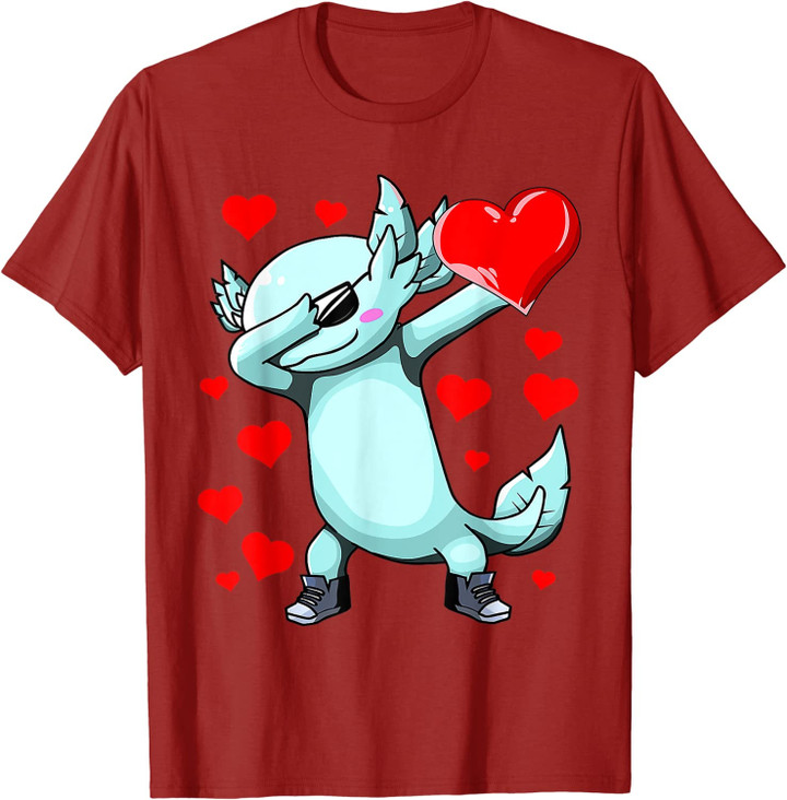 Axolotl Heart Valentines Day As Girls Boys Kids T-Shirt