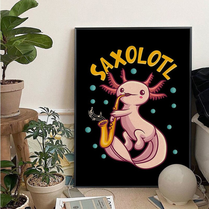 Cute Axolotl Art Poster Wall Art Retro Posters For Home Stickers Wall Painting