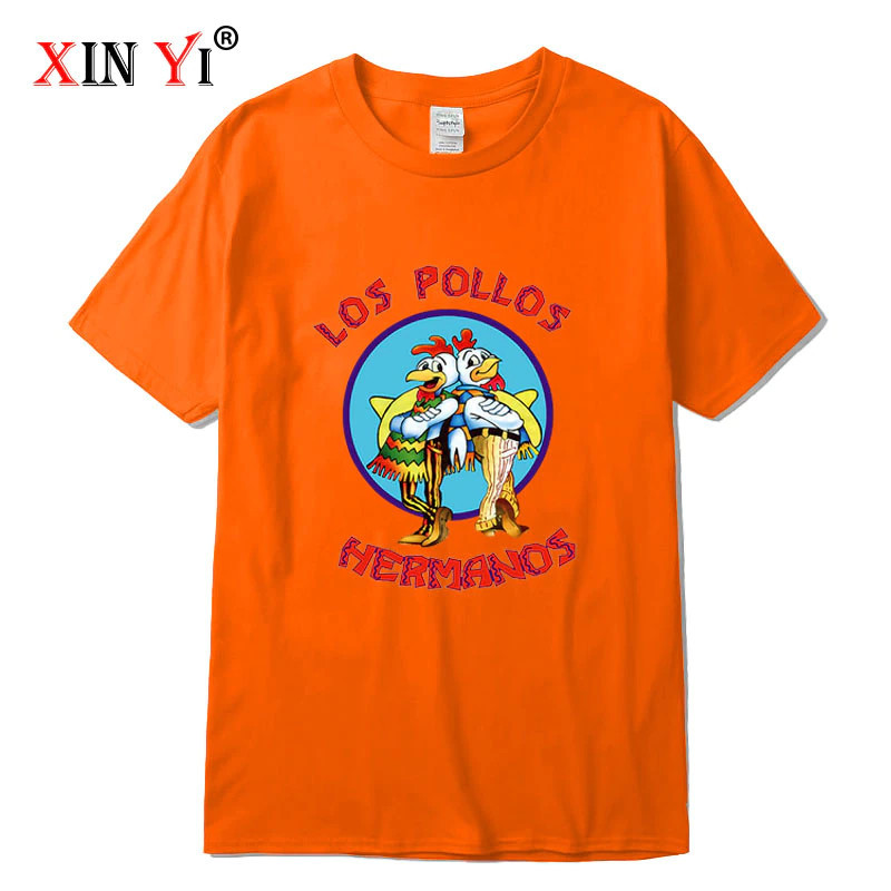 XIN YI Men's high quality t-shirt100%cotton Breaking Bad LOS POLLOS Chicken Brothers printed casual funny tshirt male tee shirts