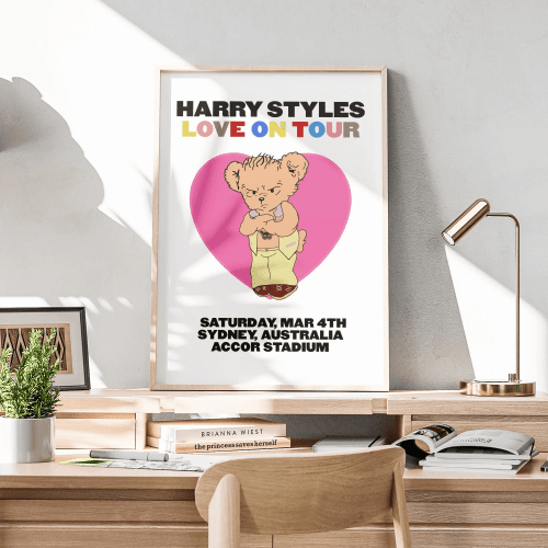 Sydney N2 Harry Styles Love On Tour 2023 Bear Love On Tour World Tour 2023 Wall Art Print Poster