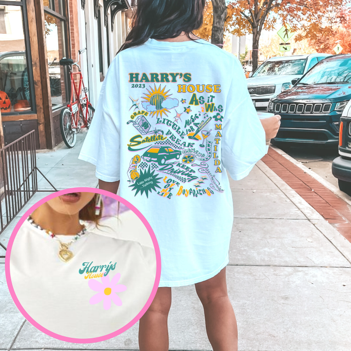 Harry Styles Love On Tour World Tour 2023 Music Harry Track As It Was Flower Two Sided Graphic Unisex T Shirt, Sweatshirt, Hoodie Size S - 5XL