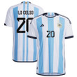 Argentina National Team 2022-23 Qatar World Cup Giovani Lo Celso #20 White Home Men Jersey - New