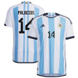 Argentina National Team 2022-23 Qatar World Cup Exequiel Palacios #14 White Home Men Jersey - New