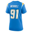 Forrest Merrill 91 Los Angeles Chargers Women's Player Game Jersey - Powder Blue