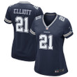 Ezekiel Elliott 21 Dallas Cowboys Women's Game Team Jersey - Navy