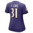 Jamal Lewis 31 Baltimore Ravens Women's Game Retired Player Jersey - Purple